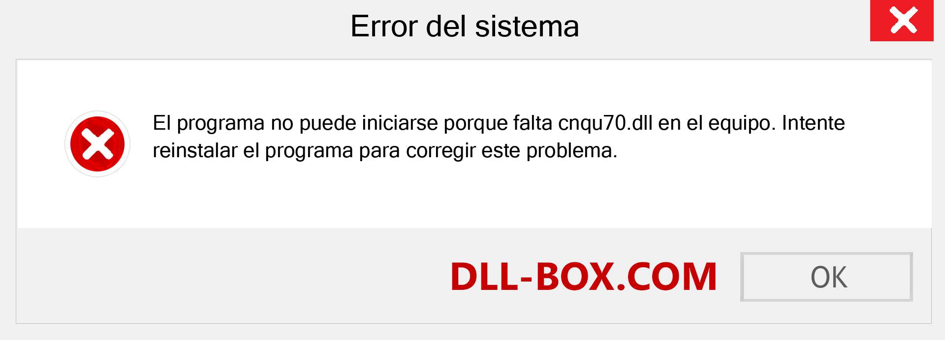 ¿Falta el archivo cnqu70.dll ?. Descargar para Windows 7, 8, 10 - Corregir cnqu70 dll Missing Error en Windows, fotos, imágenes