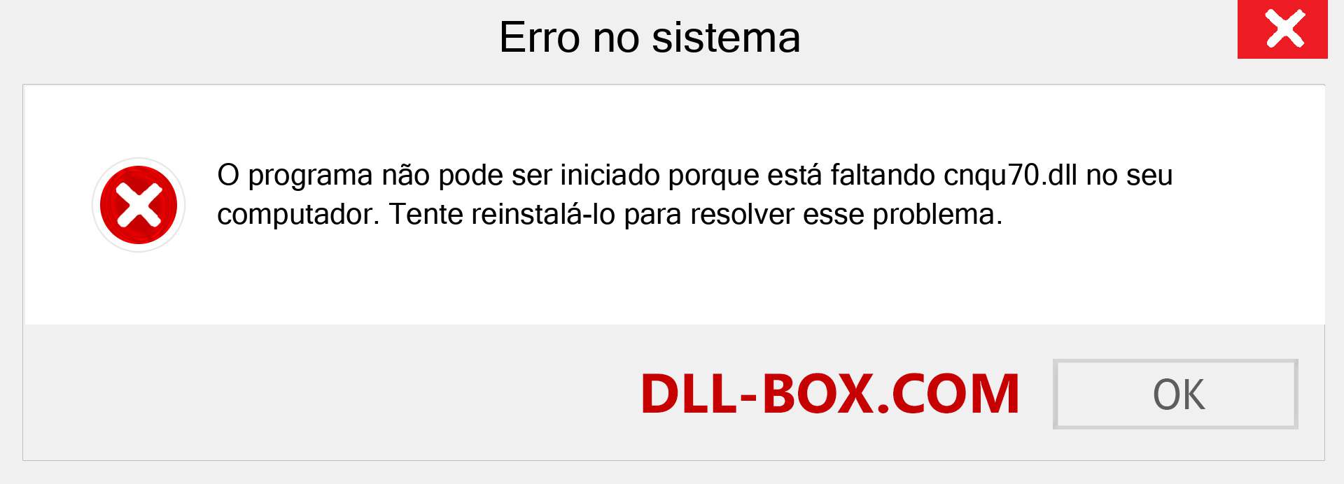 Arquivo cnqu70.dll ausente ?. Download para Windows 7, 8, 10 - Correção de erro ausente cnqu70 dll no Windows, fotos, imagens