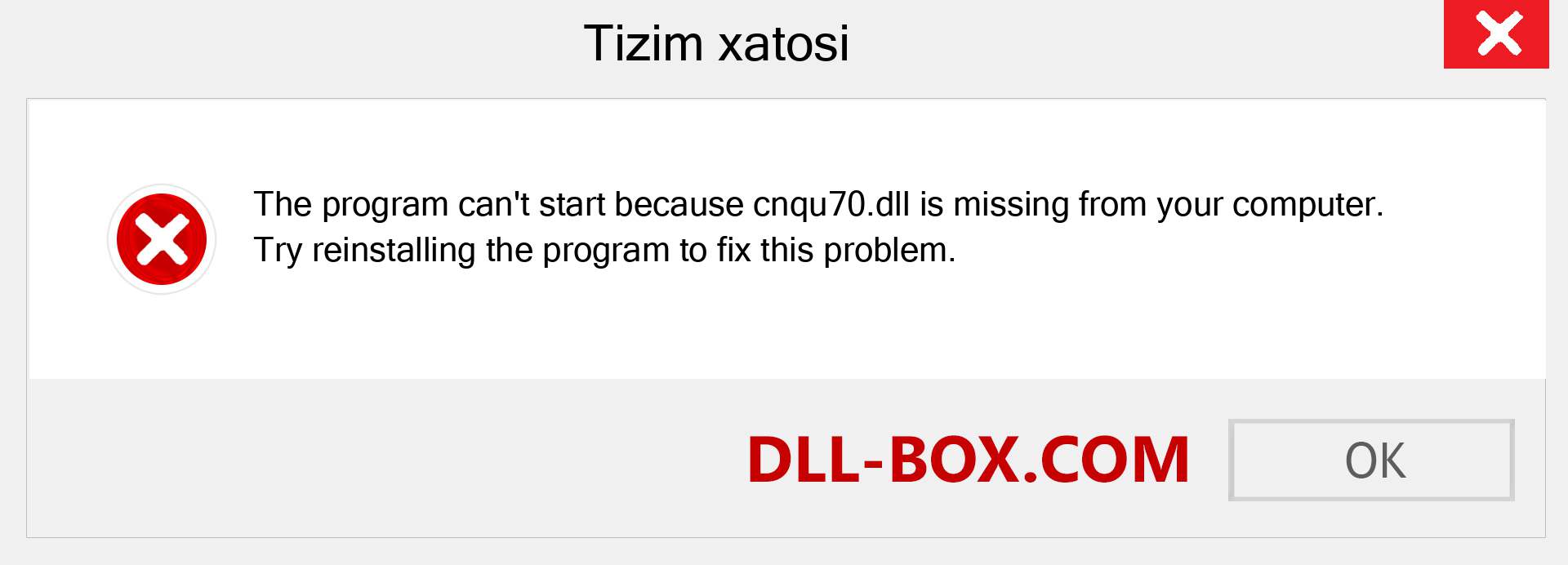 cnqu70.dll fayli yo'qolganmi?. Windows 7, 8, 10 uchun yuklab olish - Windowsda cnqu70 dll etishmayotgan xatoni tuzating, rasmlar, rasmlar